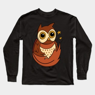 Brown Feathered Owl Long Sleeve T-Shirt